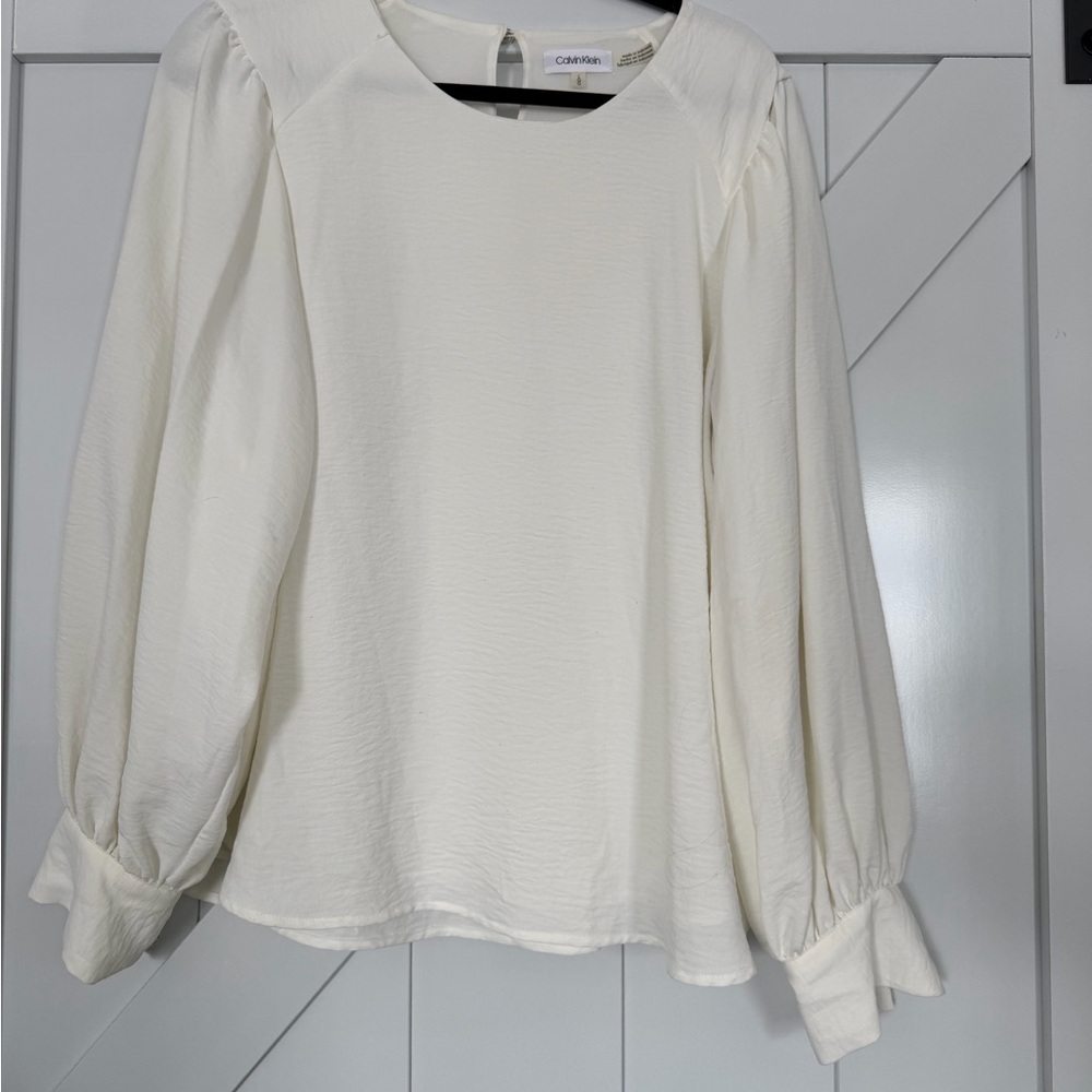 Calvin Klein Cream Blouse with Long Sleeves